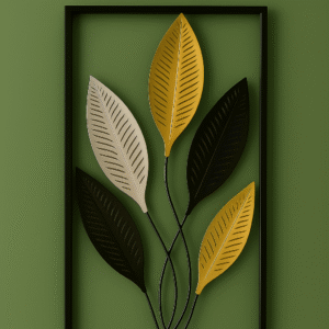 Premium Stainless Steel Leaf Wall Frame – Glossy Finish (24" x 12")
